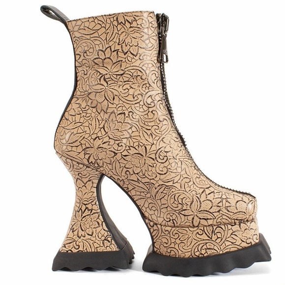 John Fluevog MUNSTER MAX PETUNIA MID-CALF PLATFORM BOOTS Size 9 - Picture 1 of 16
